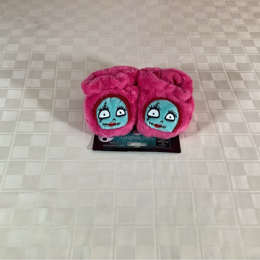 New Sally nightmare before Christmas Pink baby booties with Cozy Plush Design